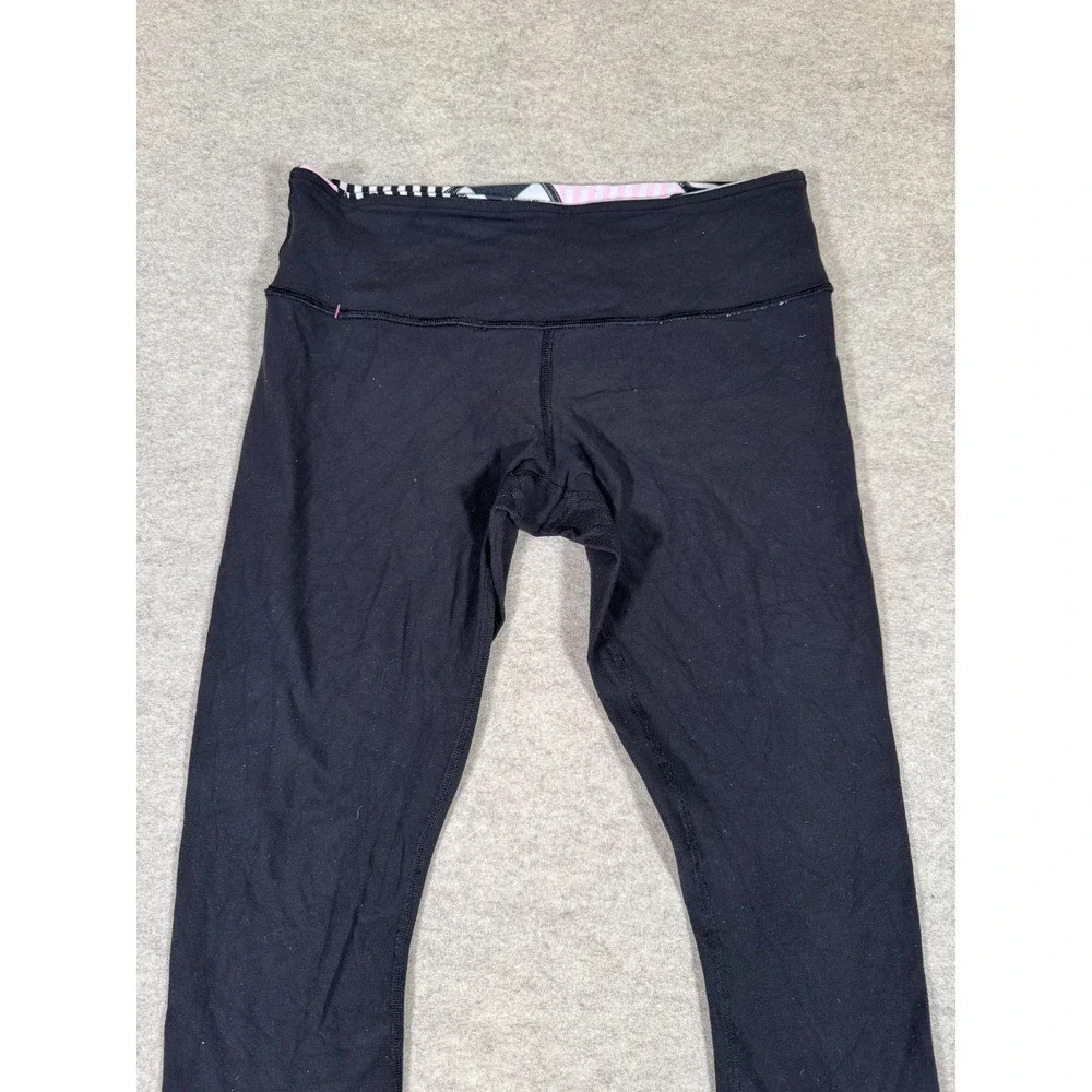 Lululemon Leggings Womens 8 Black Capri Foldover Waist Yoga Athletic Gym Stretch